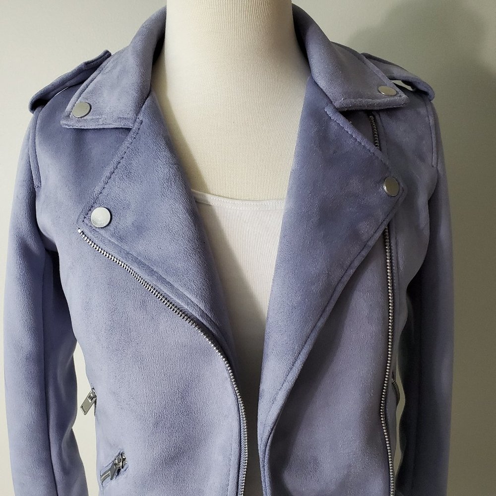 BAR III FAUX SUEDE MOTO JACKET
